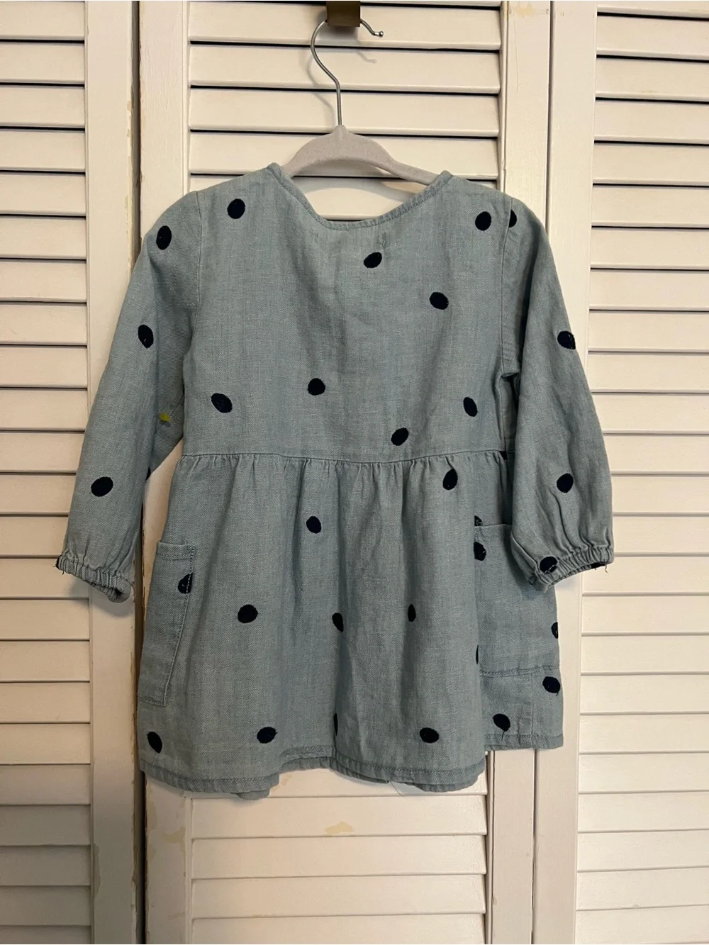 Zara Light Blue Dress with Navy Polka Dots